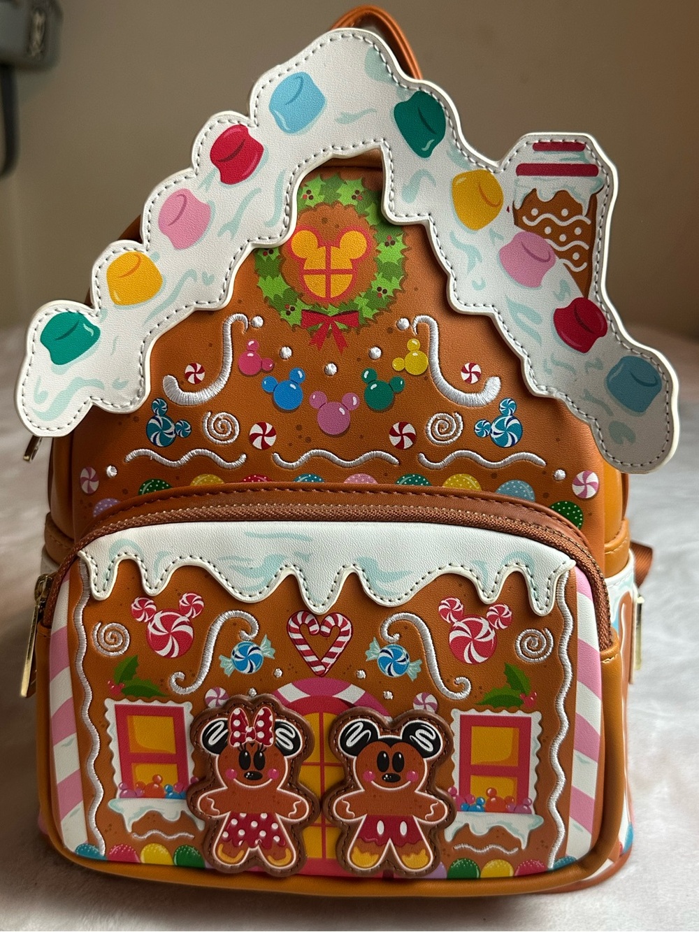 Mickey and Minnie Mouse gingerbread house mini backpack loungefly NWT